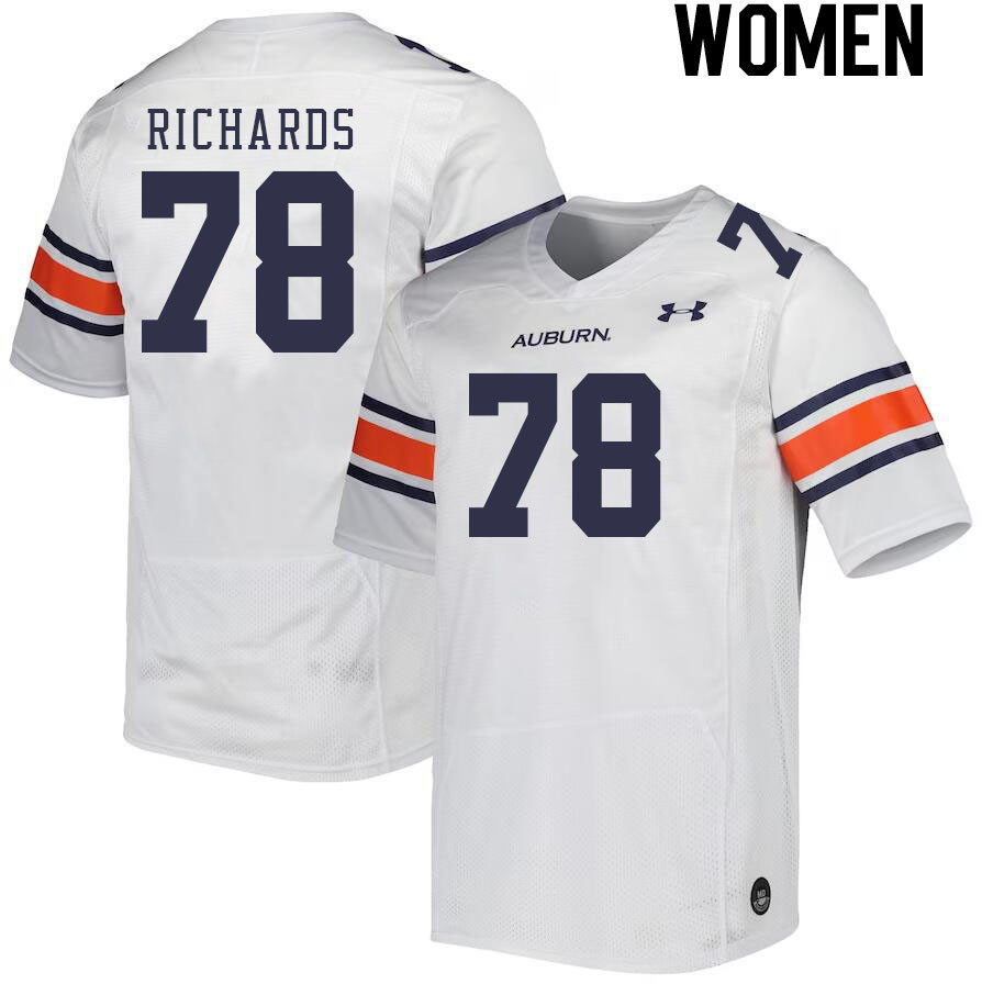 Women's Auburn Tigers #78 Evan Richards White 2023 College Stitched Football Jersey